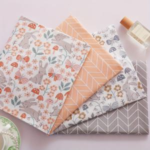 TEMU 4개의 만화 토끼 퀼트 사각형 번들 - 바느질 및 공예 프로젝트를 위한 꽃 및 토끼 팻 쿼터, 패치워크 및 DIY 공예에 적합