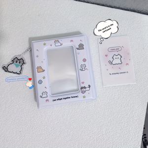 TEMU 3인치 만화 고양이 보관 책, 마음에 드는 메시지 - 사진, 추억, 기억을 위한 귀여운 플라스틱 정리함, 화이트, 패스텔 고양이 일러스트레이션, 집 장식이나 선물에 이상적, 고양이 장식