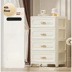 TEMU 화이트 모던 멀티기능 수납장 - 탈착식 선반 & 골드톤 도어, 내구성 플라스틱 제작, 화이트 & 골드 서랍 블랙 손잡이, 홈오피스, 침실, 책상 아래 수납용 공간절약형 정리함 - 간편 조립 필요, 간식, 의류 등 다용도 정리장, 서랍 보관함,옷장 정리 및 보관,서랍 정리함