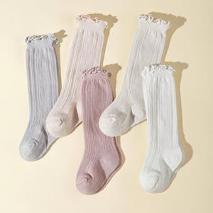 TEMU 여름용 얇고 통기성 좋은 고무장갑 모양 어린이 방충 양말 5켤레, 단색 긴 스타킹