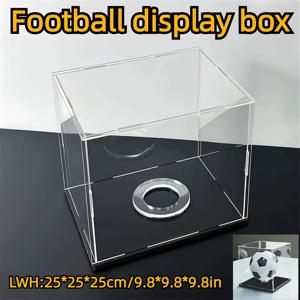 TEMU 스포츠 추억품을 위한 아크릴 디스플레이 케이스 - 내구성이 뛰어난 PMMA 소재, 둥근 베이스, 블랙 또는 거울 마무리, 농구, 축구, 축구, 골프 및 테니스 공에 이상적, 스포츠 수집품 케이스|투명 디스플레이 케이스|안전한 닫는 메커니즘, 스포츠 수집품 디스플레이