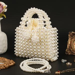 TEMU 스타일의 손수제 플라스틱 진주 디자인, 금색 하드웨어, 파티, 휴일 및 정장 행사에 적합한 우아한 비즈 클러치 백 | 스타일의 클러치 백 | 내구성이 뛰어난 클러치, 클러치 지갑