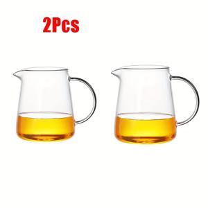 TEMU 1pc 또는 2pcs의 둥근 바닥 부드럽고 투명한 유리 우유 주그, 커피 크림, 측정 컵, 열 저항성, 고온 저항성, 두꺼운 차 서비스 냄비, 유리 차 주그, 300ml/10.14oz.