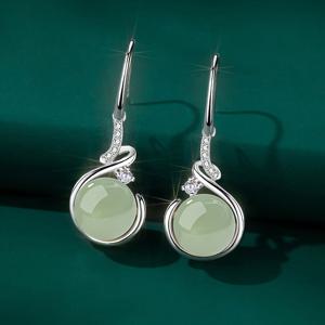 TEMU 1쌍 고품질 모조 옥 귀걸이, 유럽 및 미국 스타일 라운드 클래식 우아한 에스닉 주얼리 선물