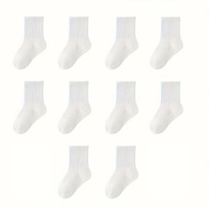 TEMU 10 쌍의 부드러운 폴리에스터 아기 양말 - 블랙, 화이트, 그레이, 무릎 길이, 니트 소재, 모든 계절에 편안한 작은 발, 손 세탁만, 올시즌 양말|니트 텍스처 양말|스트레치 소재 양말