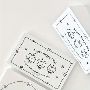 TEMU 50pcs 슈퍼 해피 데이 만화 라벨 카드 - 접을 수 있는 귀여운 토끼와 꽃 디자인의 영어 텍스트가 있는 선물 포장 카드, 생일과 축하에 이상적인 생일 파티 용품 | 재미있는 디자인 | 장식 라벨 카드, 생일 파티 장식