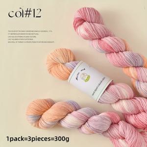 TEMU 3개 세트, 그라데이션 울 원단, 손으로 염색된 원단, 아름다운 원단, 스웨터 짜기, 숄 크로셰 등, 수제 원단.