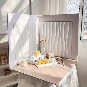 TEMU 1개/2개 파도 무늬 사진 소품, 벽면 3D 풍경 배치용 사진 화장품 음식 베이킹 생일 케이크 촬영 배경 보드