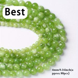 TEMU TEOWAKI 천연 그린 페리도트 스톤 비즈 - 6mm, 8mm, 10mm 라운드 스페이서 비즈, 주얼리 만들기용, DIY 팔찌 및 귀걸이, 15인치 줄, 선명한 색상, 광택 마감, 귀걸이 부품 | 반짝이는 비즈 디자인 | 매끄러운 비즈 표면, 팔찌용 비즈