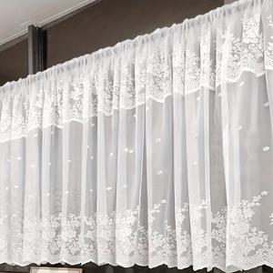 TEMU 우아한 플로랄 레이스 커튼 (로드 포켓 포함) - 침실, 거실 및 주방용 100% 폴리에스터 반투명 빛 차단 창문 드레이프, 세탁기 사용 가능한 로맨틱 홈 데코, 클래식 레이스 디자인 | 정교한 레이스 패턴