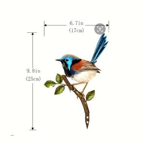 TEMU 매혹적인 금속 새 정원 벽 조각상 - 독특한 가지 디자인과 3마리 파란색 & 노란색 새, 내구성 있는 야외 장식품 (정원, 잔디밭, 현관용) - 완벽한 어머니날 선물 아이디어