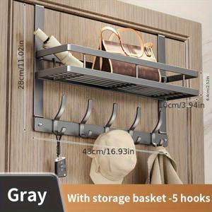 TEMU 튼튼한 금속 도어걸이 수납대 - 옷, 모자, 가방, 열쇠 정리용 공간절약형 문장착형 오거나이저 - 간편 설치(도구 불필요), 현대적 디자인, 침실·현관·옷장 장식 액세서리, 세련된 메탈릭 마감