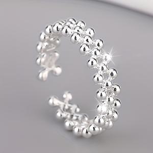 TEMU 여성용 인터로킹 서클 링 - 비즈가 있는 오픈 조절 가능한 밴드, 어머니날, 웨딩 파티, 부활절 선물용 주얼리, 우아한 레이어링 디자인, 결혼식 액세서리, 특별한 날을 위한 반짝이는 장식품 (선물 상자 포장)