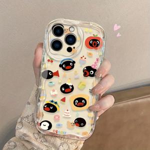 TEMU 아이폰용 미니 펭귄 머리 프린트, 소프트 케이스 투명 만화 캐릭터 충격 방지 베벨 엣지 전면 보호 스타일리시한 선택, 선물로 이상적