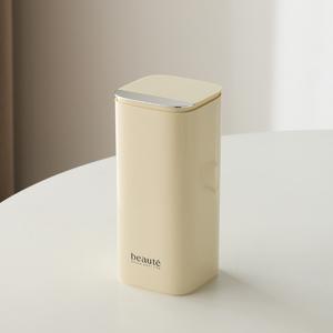 TEMU 조절 가능한 높이 조절형 프레스-리프트 화장품 정리함 - 조립 불필요한 메이크업 보관함, 브러쉬 홀더 포함, 내구성 있는 플라스틱 욕실용 화장대 정리함, 블랙 & 화이트, 디자인, 튼튼한 구조, 뷰티 애호가를 위한 화장대