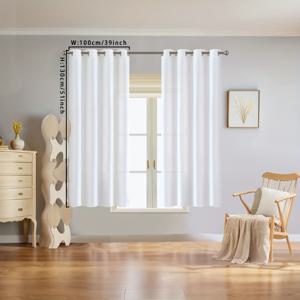 TEMU 2개 세트 화이트 필터링 커튼 - 메탈 링 포함, 반투명 프라이버시 패널, 거실/침실/사무실용 창문 커튼 - 쉬운 설치 모던 홈 데코, 스타일, 시스루 원단, 홈 장식