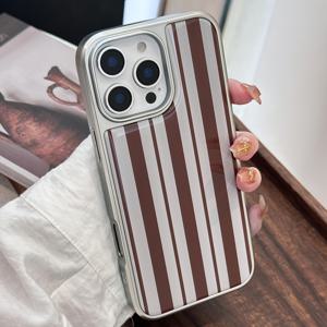 TEMU 브라운-그레이 폰 케이스, 전기 도금 프레임 및 방수 젤이 있는, Iphone 16 Pro Max, 15, 14 Plus, 13, 12, 및 11 보호 커버에 적합합니다. 크리스마스 선물, 새해 선물, 부활절 선물, 할로윈 선물, 가족 및