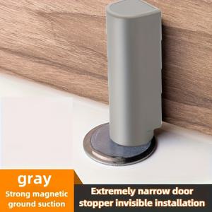 TEMU 1개 강력한 자석 도어 스토퍼 - 드릴 없는 접착식 설치, 사무실/집/욕실/거실 문용 무형 디자인 - 브러시드 메탈 마감 (회색/흰색/검정) - 내구성 있는 플라스틱 & 금속 구조, 현대적인 문 액세서리