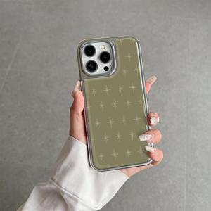 TEMU 올리브 그린 스타 모양의 텍스처 디자인은 아이폰 16, 15, 14, 13, 12, 11, X, XR, XS, 8, 7, 플러스 및 프로 맥스용 풀 커버 폰 케이스에 적합합니다.|아이폰케이스