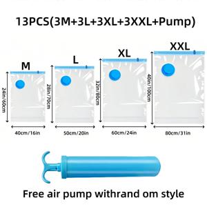 TEMU 4/9/13개 대형 진공 보관백 세트, 공간 절약, 재사용 가능, 방수 및 방습 압축 백, 옷과 침구류에 적합, 여행용 수하물, 담요, 이불, 기숙사, 옷장, 이사에 이상적|방수가방