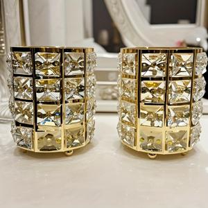 TEMU 2개 다기능 화장품 정리함, 골드 또는 실버 아크릴 메이크업 브러시 홀더, 네일 폴리쉬 보관용, 우아한 데스크 장식