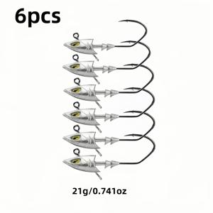 TEMU 6개입 소금물 지그 헤드, 7/0 훅 포함 인쇼어/오프쇼어 낚시용 피쉬 아이 스윔베이트 지그헤드 - 레드피쉬, 스트리퍼, 바스 등에 최적, 크리스마스와 아버지의 날 선물 추천