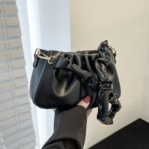 TEMU 여성용 합성 가죽 크로스바디 백 - 우아한 겨드랑이 숄더백, 한국 패션 클러치, 일상/파티/생일/할로윈 선물 (화이트/블랙), 여성 핸드백, 캐주얼 액세서리, 심플한 질감, 가벼운 소형 핸드백, 스타일리시 가방