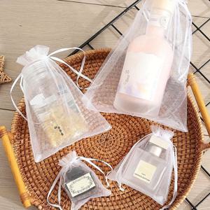 TEMU 100개 투명 오간자 선물 가방, 끈으로 - 결혼식, 파티, 보석, 휴일, 욕실 비누, 메이크업 등에 다용도 - 다양한 사이즈, 파티 선물 가방 | 장식용 선물 가방 | 투명 오간자 소재, 결혼식, 크리스마스, 할로윈 선물용 가방