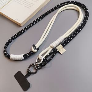 TEMU 조절 가능한 크로스바디 폰 스트랩 - 핑크 & 화이트 액센트가 있는 세련된 브레이드 디자인, 내구성 있는 나일론, 야외 사용을 위한 다기능, 대부분의 장치와 호환되는 안전한 앤티-로스 폰 케이스