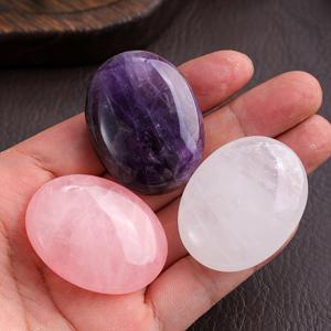 TEMU 세 조각, 천연 자수정, 로즈 쿼츠, 화이트 쿼츠 오벌 비누 돌, 광택 스톤, 부를 끌어들이는 천연 선물, 홈 , 테이블 장식. 완벽한 선물