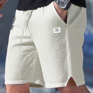 TEMU 남성용 경량 캐주얼 쇼츠 - 비침 방지 폴리에스터 보드워크 팬츠, 조절 가능한 드로스트링 허리띠, 해변/헬스장/일상복, 통기성 소재, 기능 포켓, 액티브 라이프스타일