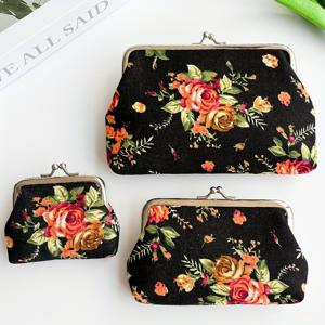 TEMU 빈티지 장미 프린트 3pcs 지갑, 화장품 및 동전 보관 가방, 은행 카드 수납 가능, 헤드폰 파우치, 일상용 핸드백