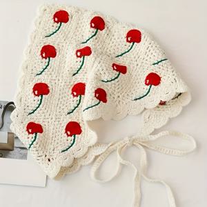 TEMU 체리 블로섬 헤어 타이 - 여성용 빈티지 프랑스 스타일 헤어 액세서리, 봄/여름 귀여운 농촌 헤어밴드, 빨간 체리 디자인, 가벼우면서 통기성이 좋은 헤어 밴드, 캐주얼 또는 정장 의상에 적합, 체리 블로섬 장식