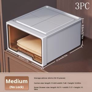 TEMU 3개 투명 서랍 수납 캐비닛 - 조립 불필요, 스택 가능한 옷 정리함, 다용도 대용량 서랍 보관함, 침실 및 거실용, 의류·수건·사무용품·책 보관 가능, 화이트|거실장