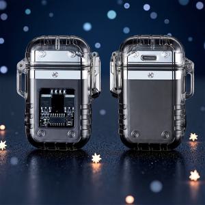 TEMU 다기능 전기 더블 아크 플라즈마 라이터, USB-C 충전식 손전등, 방풍 타입 C 충전, 야외 캠핑용, 장시간 배터리, 남녀 생일 선물|후레쉬