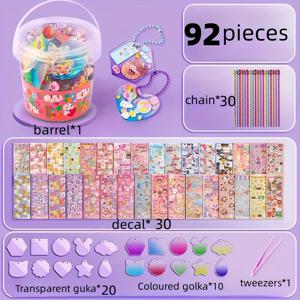 TEMU 92pcs/스티커 세트 - 체인 매달기 스티커, 폰 케이스 데칼, 백팩 장식 - 풍부한 색상, 다양한 스타일 - 휴일 선물, 생일 선물에 적합