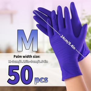 TEMU 50개입, 9인치 진보라색 니트릴 장갑, 일회용 장갑, 무분말, 무라텍스, 가정 청소, 주방 및 욕실 청소, 휴일 선물, 네일 아트, 미용, 애완동물 청소, 미끄럼 방지, 고탄성