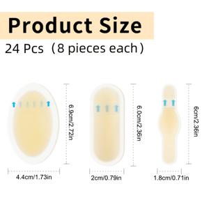 TEMU 24개 수분 젤 힐 블리스터 패치, 방수 접착 스티커 3가지 모양 - 블랙 하이힐 호환, 발 관리 필수품|유연한 힐 보호대|방수 패치, 신발 패드