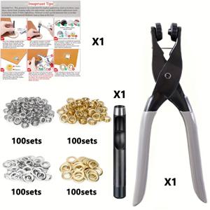 TEMU 보석 제작 도구 그로메트 키트, 3/8인치(10mm) 그로메트, 아이렛 공구, 타프, 천, 배너, 캔버스, 텐트용 프레스, 비닐 펀칭 머신, 캔버스 및 타프 작업용