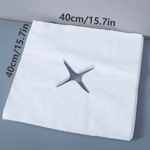 TEMU 100개입 일회용 비직물 마사지 베드 시트 + 페이스 쿠션 타월 - 부드러운 화이트 얼굴 크래들 커버, 미용실 및 스파용 일회용 구멍 타월 마사지 얼굴 쿠션 누운 베개