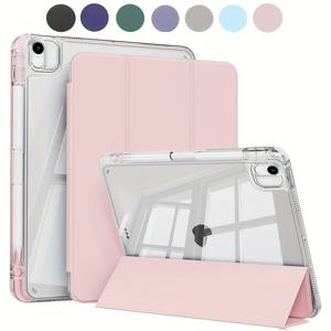 TEMU iPad 11세대/10세대 (2025/2022) 펜슬 홀더 케이스, 하드 클리어 투명 후면 & 소프트 TPU 충격 방지 프레임 커버 - 자동 수면/깨우기, 조절 가능한 스탠드, 경량 & 미끄럼 방지, 스크래치 방지, 에어, 미니, For|필통|케이스|태블릿