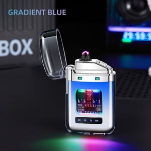 TEMU 5가지 컬러, 패셔너블 그라데이션 듀얼 아크 라이터, 펄스 라이터, 방풍 라이터, LED 전원 디스플레이, 무화염, 컴팩트 휴대용 라이터, USB 충전, 야외 캠핑, 피크닉, 여행, 아로마테라피, 생존, 비상용, 데이 선물, 생일 선물에 완벽