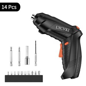TEMU 14피스 전동 드라이버 세트, 미니 접이식 전기 드릴 도구, 90° 회전 가능한 휴대용 무선 스크루드라이버, 컴팩트 핸드헬드 무선 파워 드릴, 멀티툴 키트 가정 수리 공구 세트 USB 충전식 휴대용 무선 드릴