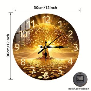 TEMU 2D플랫, 1개, 개인용 머니 트리, 나무 무소음 벽시계, 원형 8/10/12/14인치, 모던 장식, 거실·침실·사무실·카페용 - 배터리 구동 (AA 건전지 별도) 결혼식, 생일 선물, 사무실 장식,현대적 디자인,내구성 있는 소재,고품질 목재,장식용 시계,사무직 근로자|벽시계|벽시계