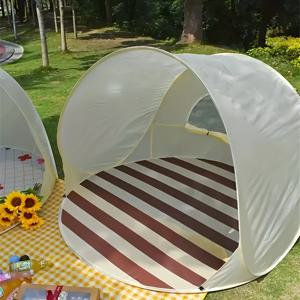 TEMU 자동 즉시 팝업 비치 텐트 UV 보호 - 휴대용 선쉘터, 쉬운 지퍼 클로저, 컴팩트 캐리백, 베이지/ 디자인 캠핑, 수영장, 여행용 - 2인용 가벼우면서 튼튼한 야외 쉼터, 해변 텐트, 풀사이드 릴랙세이션, 패턴, 내구성 있는 원단, 가족 나들이, 여름 쉼터, 빠른 설치, 날씨에 강한 소재, 가족 캠핑