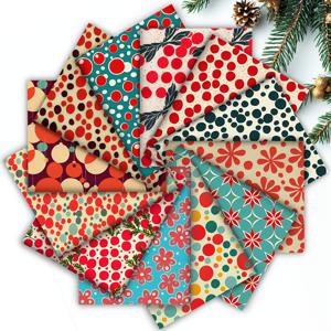 TEMU 레트로 크리스마스 컬러풀 기하학 도트 패브릭 번들 12개 세트, 120gsm 프리컷 패트 에스스로 DIY 공예용 - 테이블보, 퀼트, 의류, 지갑 및 휴일 선물 포장에 완벽!