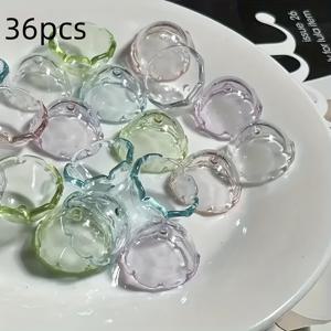 TEMU 36개 아크릴 투명 바람 종소리 캡 - 해파리 디자인 DIY 공예 커버, 열쇠고리, 폰 체인, 홈 데코용, 다양한 색상, DIY 공예 재료|해파리 디자인|아크릴 소재