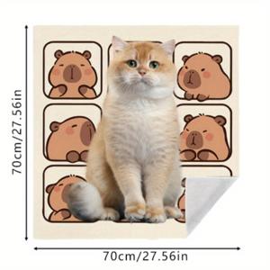 TEMU 1개, [자체 접착 마법 랩핑 천] 카피바라 패턴이 있는 대형 방지 및 스크래치 방지 랩핑 천, 세탁 가능하고 내구성이 뛰어난 고양이 침대 담요, 장난기 많은 고양이를 위한 그루밍 및 진정 타월로 디자인된, 다용도 여행 보관 천, 카메라 및 노트북 보호 랩핑 천
