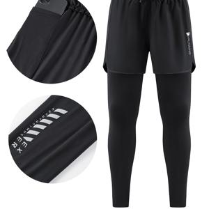 TEMU 남성용 2-in-1 운동 바지 - 빠른 건조, 땀 흡수 기능의 스트레치 체육관 팬츠, 러닝, 사이클링, 수영, 트레이닝용 타이트핏 애슬레틱 쇼츠 포켓 포함 - 홈 & 아웃도어 스포츠에 이상적 (블랙/), 워크아웃 레깅스, 스포츠 액티브웨어, 통기성 원단, 땀 방지