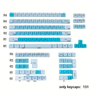 TEMU 131키 블루베리 기계식 키보드 키캡 - HOA , PBT+PC 재질, 61/64/75/87/98/104 키보드용 인체공학적 디자인, 내구성 및 스타일리시한 타이핑 경험, 키보드 액세서리, 키보드 업그레이드, 세련된 키보드, 부드러운 질감|키보드|키캡|키캡